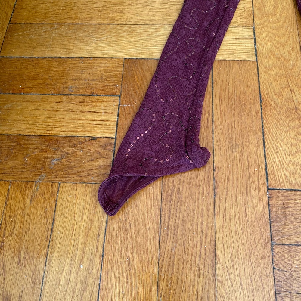 MURCI Exclusive high neck cut-out all-over sequin bodysuit in burgundy - Size 2 - Picture 6 of 10